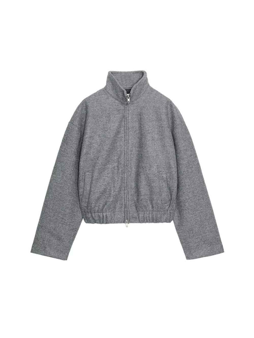 Zara Heather Gray Cropped Bomber Jacket